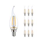Confezione Multipack 10x Noxion Lucent LED E14 Punta attorcigliata Candela Filamento Chiara 2.5W 250lm - 827 Bianco Molto Caldo | Sostitutiva 25W
