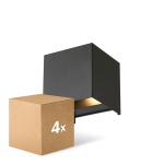 Confezione Multipack 4x D'Lite Luce Da Parete Elingen Nero Up & Down 4.9W 480lm - 830 Luce Calda -  | IP65