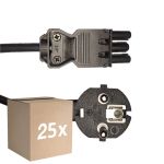 Confezione Multipack 25x Noxion GST - Compatibile Cavo di alimentazione Nero - Femmina + Schuko Europlug - 3m - 3 pole 0.75mm2