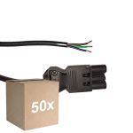 Confezione Multipack 50x Noxion GST - Compatibile Cavo di alimentazione Nero - Maschio + Estremità aperte - 0,3m - 3 pole 0,75mm2