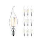 Confezione Multipack 10x Philips Corepro LED Candela E14 Punta attorcigliata Filamento Chiara 2W 250lm - 827 Bianco Molto Caldo | Sostitutiva 25W